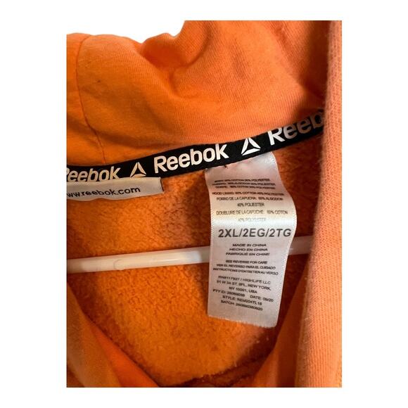 Reebok Mens Hoodie Sweatshirt Pullover Casual Grunge Orange Thrashed Grunge 2XL - Picture 7 of 8